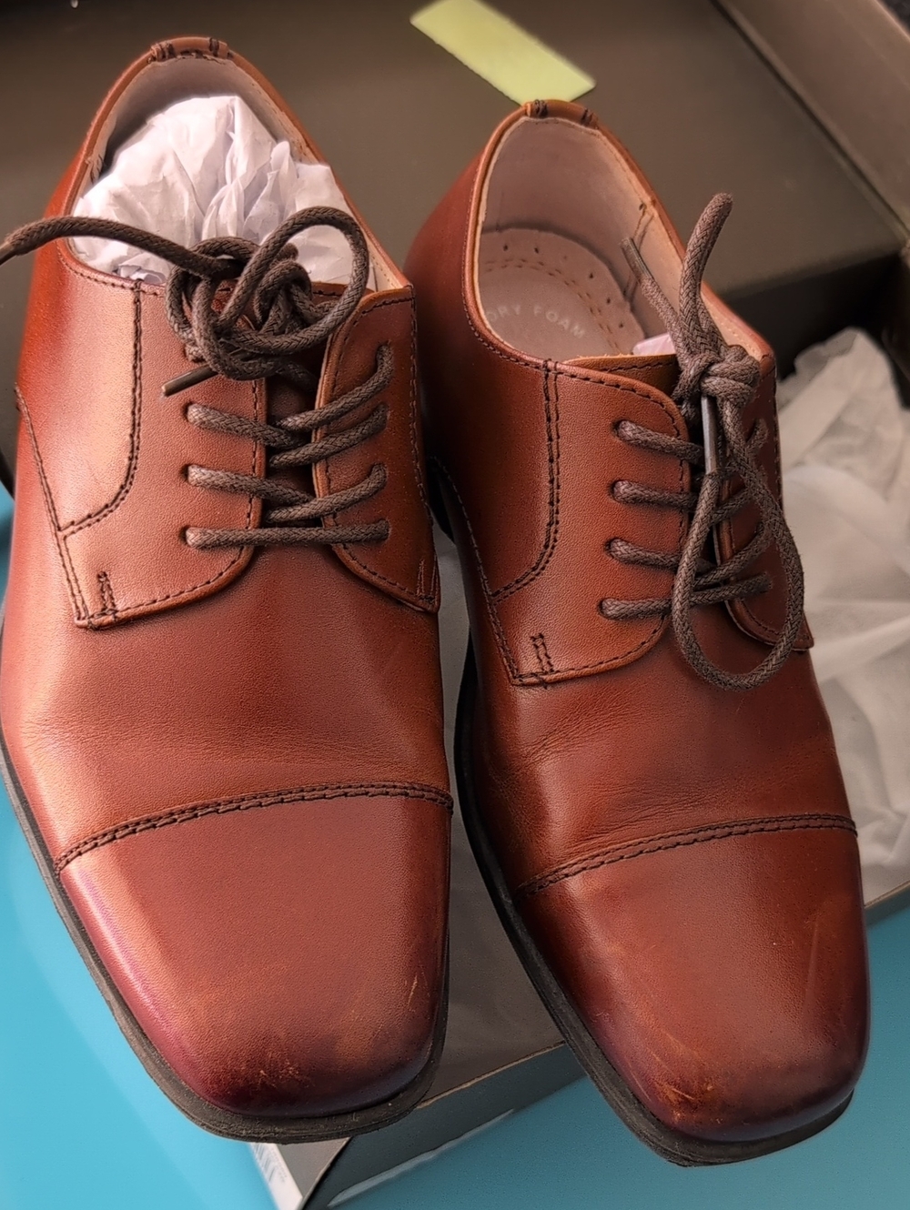 Florsheim Brown Leather Cap-Toe Derby Shoes